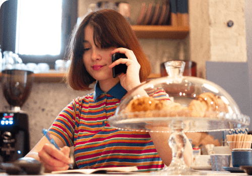 Cake shop owner switching business electricity over the phone