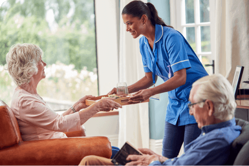 Healthcare worker helping home patients