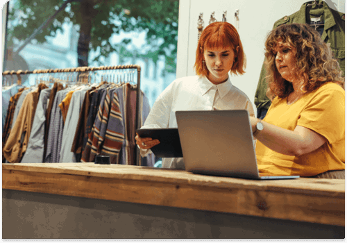Shop assistants working in a retail store